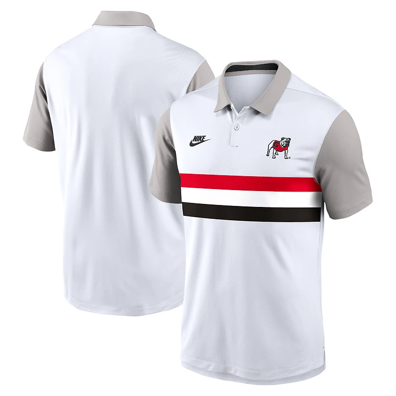 Polo Nike Athletic Prep Legacy Vapor Dri-FIT pour homme, blanc/gris, Georgia Bulldogs