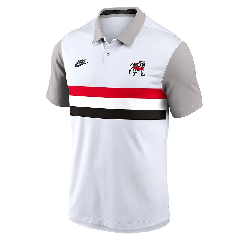 Men's Nike White/Gray Georgia Bulldogs Athletic Prep Legacy Logo Vapor Dri-FIT Polo