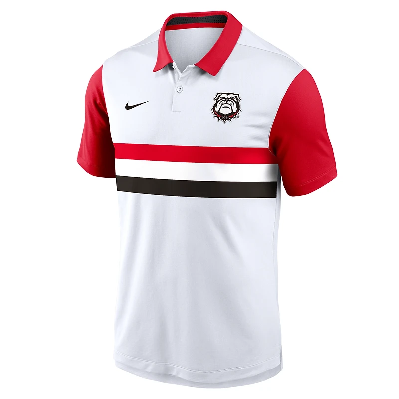 Men's Nike White/Red Georgia Bulldogs Athletic Prep Alt Logo Vapor Dri-FIT Polo