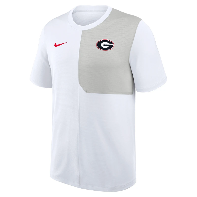 Maillot d'entraîneur Nike blanc Georgia Bulldogs 2025 Sideline UV Dri-FIT pour homme