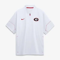 Men's Nike White Georgia Bulldogs 2026 Sideline Short Sleeve Quarter-Zip Coach Jacket