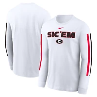 T-shirt à manches longues Nike blanc Georgia Bulldogs Local Spirit Slogan pour homme
