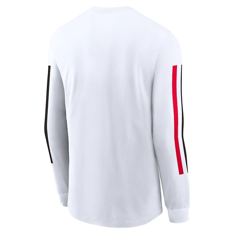 T-shirt à manches longues Nike blanc Georgia Bulldogs Local Spirit Slogan pour homme