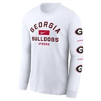 Men's Nike White Georgia Bulldogs Primetime Classic Location Long Sleeve T-Shirt
