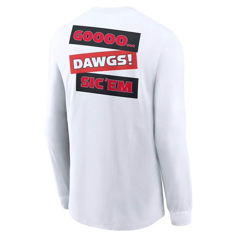 T-shirt à manches longues Nike Georgia Bulldogs Two-Hit Classic Location pour homme, blanc