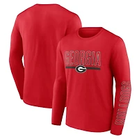T-shirt à manches longues pour hommes Profile Red Georgia Bulldogs Big & Tall deux coups