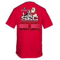 Men's  Red Georgia Bulldogs 2025 SEC Football Champions Recap T-Shirt