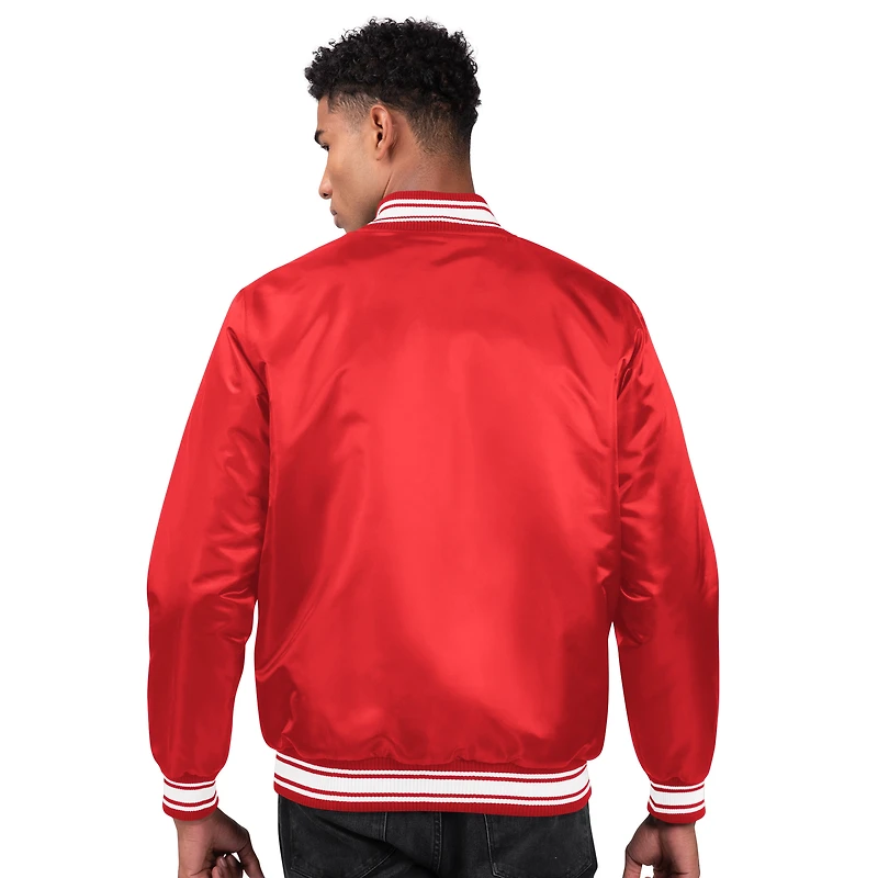 Veste de survêtement rouge à boutons-pression pour homme des Georgia Bulldogs Core Satin Varsity