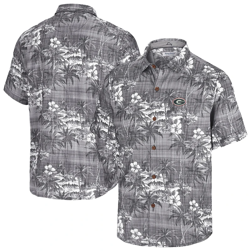 Men's Tommy Bahama Black Georgia Bulldogs Coconut Point Palmetta IslandZone Camp Button-Up Shirt