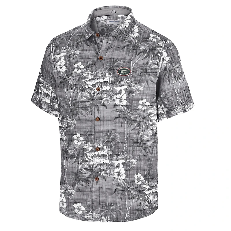 Men's Tommy Bahama Black Georgia Bulldogs Coconut Point Palmetta IslandZone Camp Button-Up Shirt