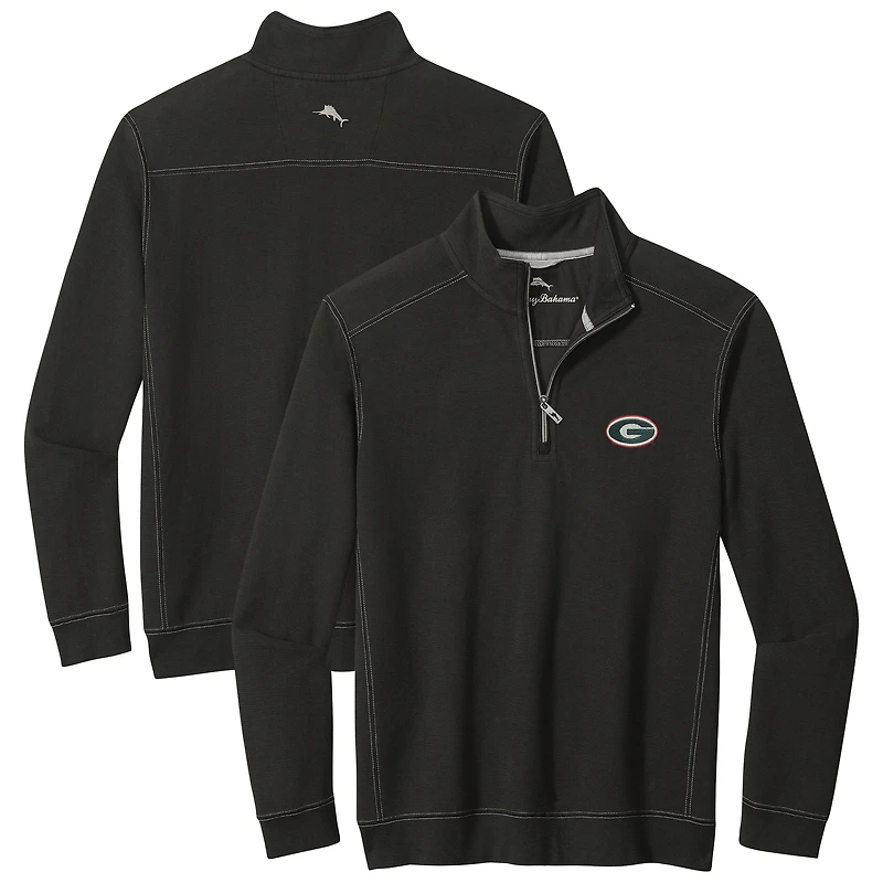 Haut zippé quart de tour Tommy Bahama pour homme, noir, Georgia Bulldogs, Montego Bay
