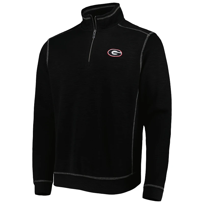 Men's Tommy Bahama Black Georgia Bulldogs Sport Tobago Bay Tri-Blend Mock Neck Half-Zip Jacket