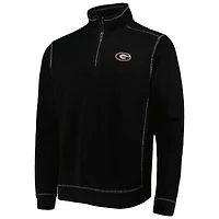 Men's Tommy Bahama Black Georgia Bulldogs Sport Tobago Bay Tri-Blend Mock Neck Half-Zip Jacket