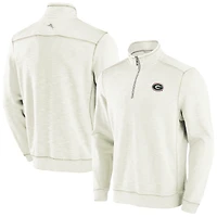Men's Tommy Bahama Cream Georgia Bulldogs Tobago Bay Half-Zip Tri-Blend Top