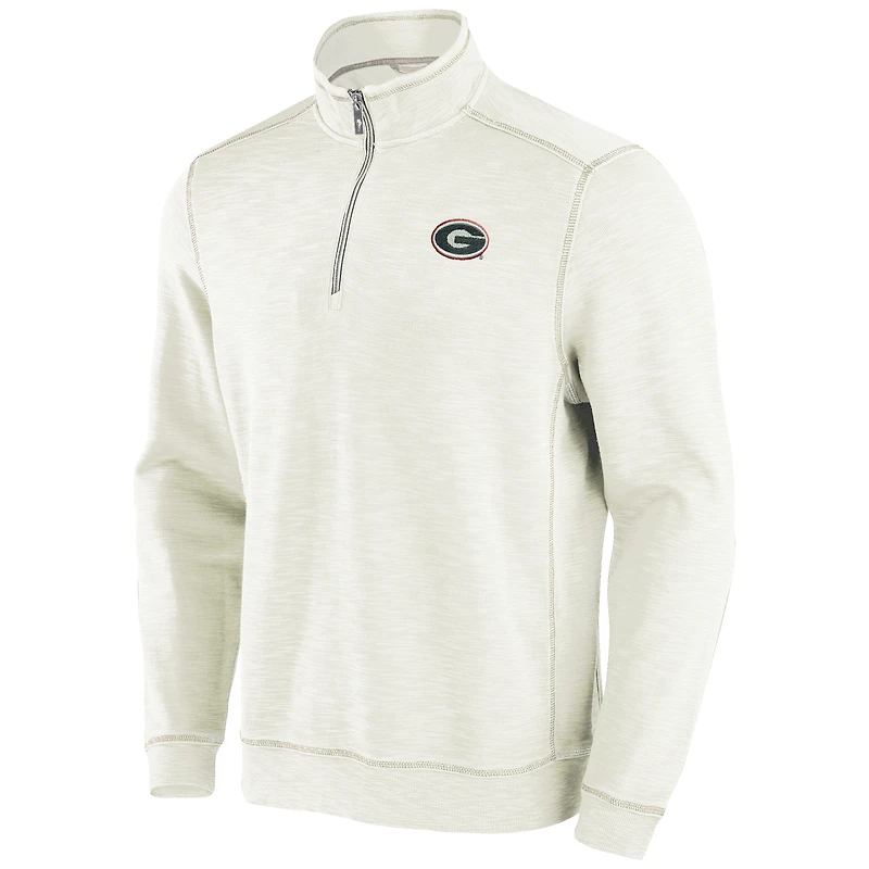 Men's Tommy Bahama Cream Georgia Bulldogs Tobago Bay Half-Zip Tri-Blend Top