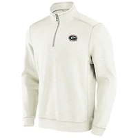 Men's Tommy Bahama Cream Georgia Bulldogs Tobago Bay Half-Zip Tri-Blend Top