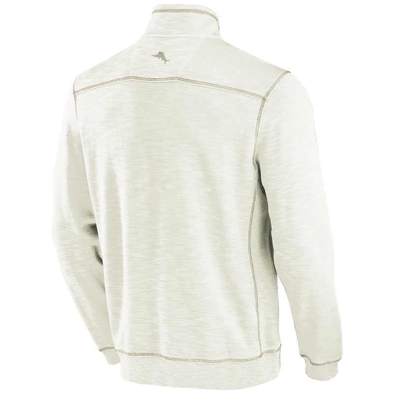 Men's Tommy Bahama Cream Georgia Bulldogs Tobago Bay Half-Zip Tri-Blend Top