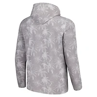 T-shirt à capuche manches longues Tommy Bahama pour hommes, gris, Georgia Bulldogs, Palm Frenzy
