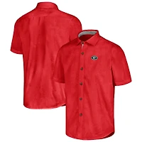 Men's Tommy Bahama  Red Georgia Bulldogs Sport Coconut Point Palm Vista IslandZone Button-Up Shirt