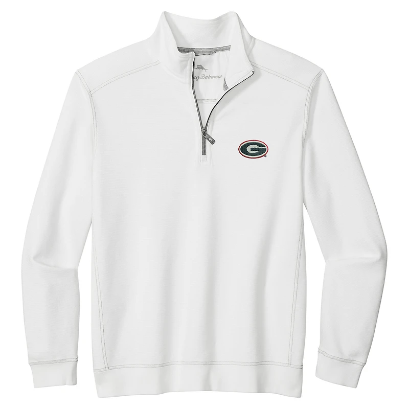 Veste Tommy Bahama blanche à demi-zip pour homme, Georgia Bulldogs Montego Bay