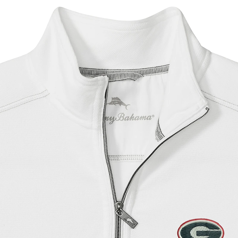 Veste Tommy Bahama blanche à demi-zip pour homme, Georgia Bulldogs Montego Bay
