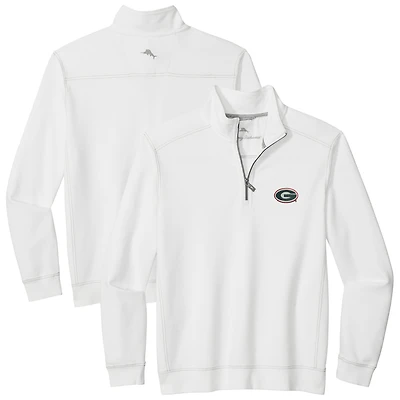 Veste Tommy Bahama blanche à demi-zip pour homme, Georgia Bulldogs Montego Bay