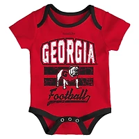 Newborn & Infant Mitchell Ness Red Georgia Bulldogs 3-Pack Bodysuit, Bib and Bootie Set