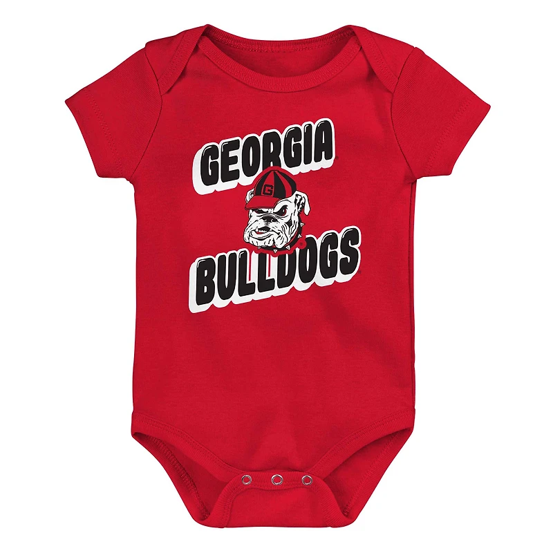 Lot de 3 bodies pour nouveau-né Red Georgia Bulldogs Sunday Comics