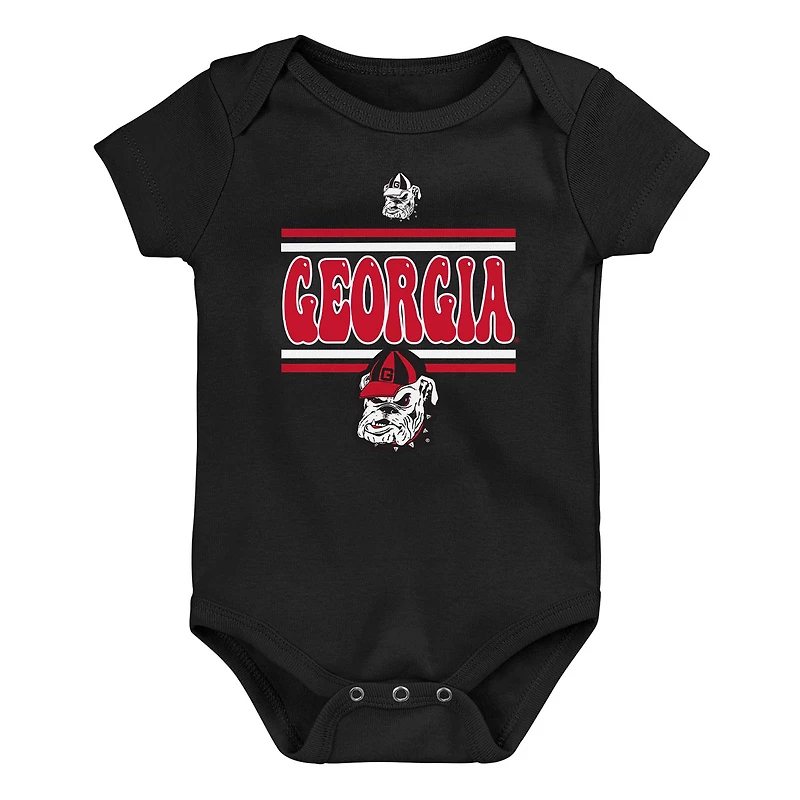 Lot de 3 bodies pour nouveau-né Red Georgia Bulldogs Sunday Comics