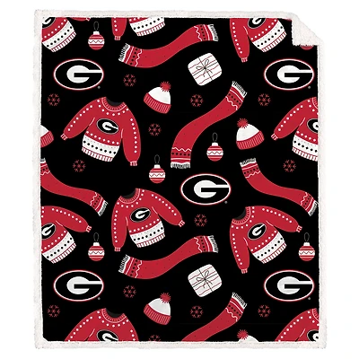 Pegasus Georgia Bulldogs 60" x 70" Ugly Sweater Couverture Sherpa en flanelle polaire