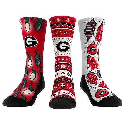 Rock Em Socks Georgia Bulldogs Unisex Holiday 3-Pack Crew