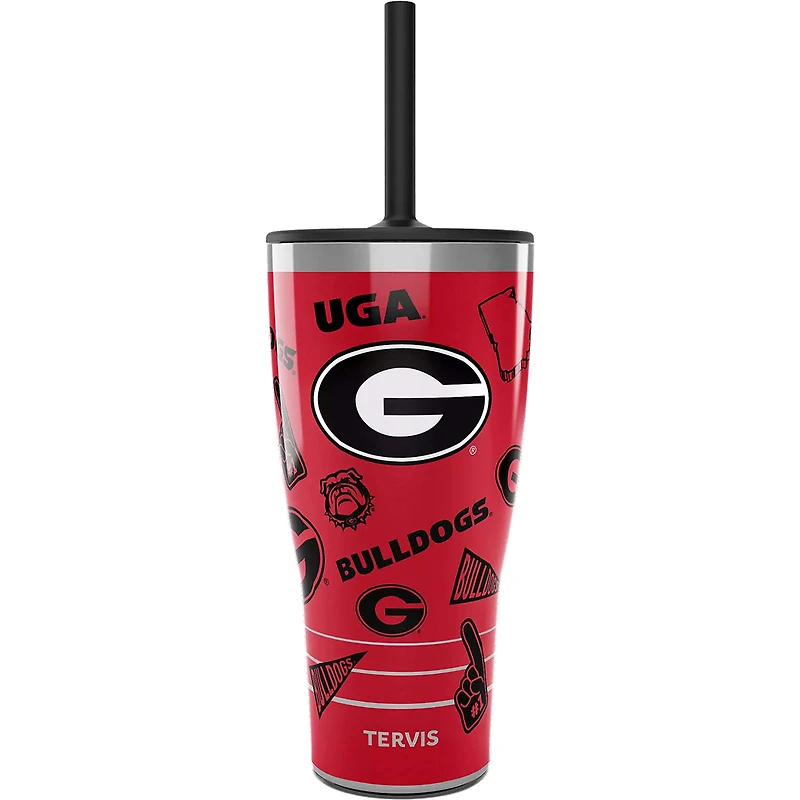 Gobelet Tervis Georgia Bulldogs de 30 oz avec couvercle en paille