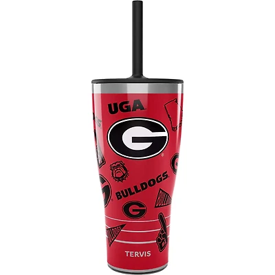 Gobelet Tervis Georgia Bulldogs de 30 oz avec couvercle en paille