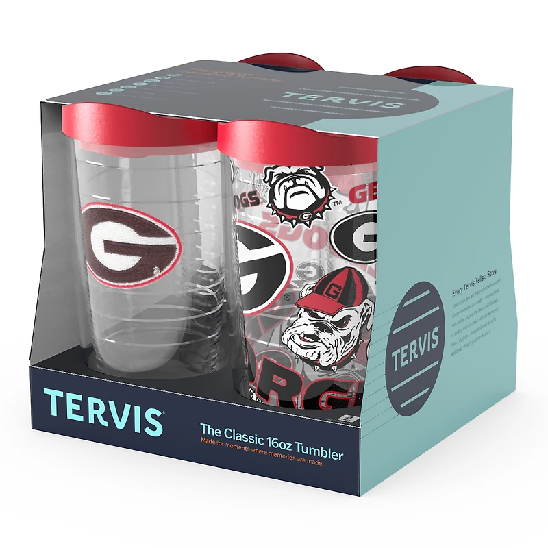 Tervis Georgia Bulldogs paquet de quatre 16oz. Ensemble de gobelets classiques