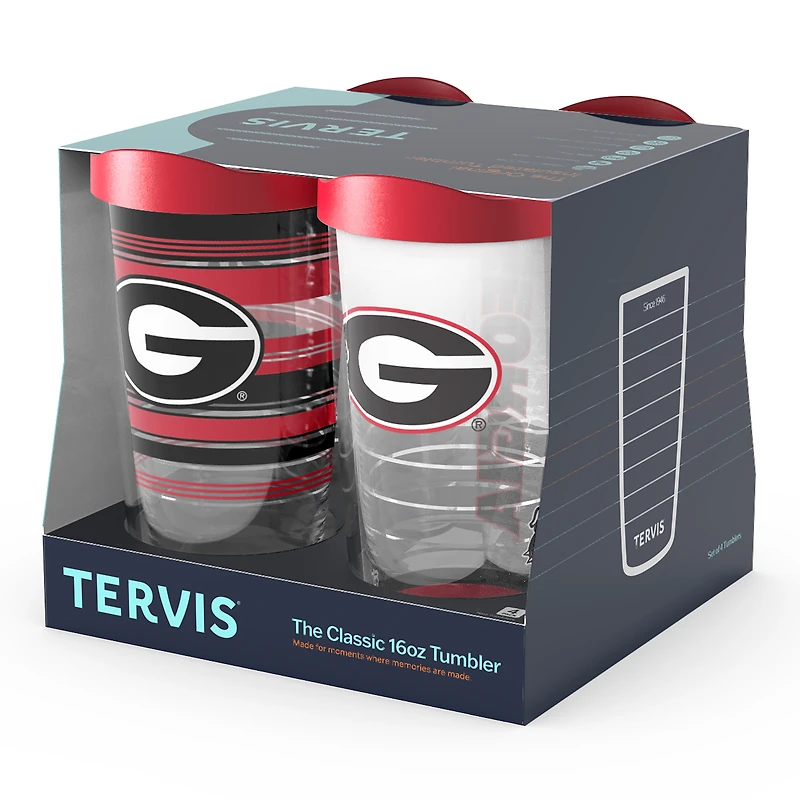 Tervis Georgia Bulldogs paquet de quatre 16oz. Ensemble de gobelets classiques