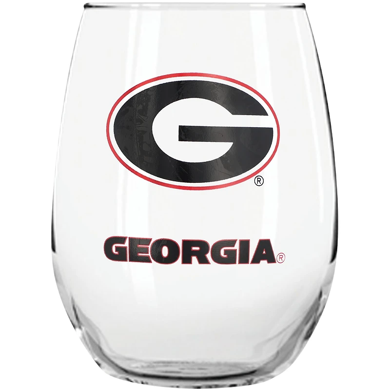 Verre à vin sans pied Georgia Bulldogs de 15 oz avec bouchon pour bouteille de vin de The Memory Company