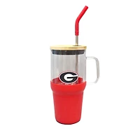 Gobelet en verre de 40 oz avec plateau à collation en silicone Georgia Bulldogs de The Memory Company