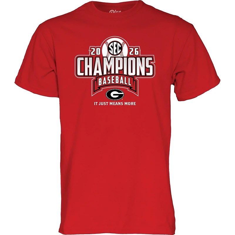 Unisex Blue 84 Red Georgia Bulldogs 2026 SEC Baseball Regular Season Champions Locker Room T-Shirt