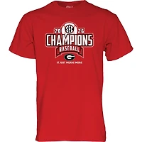Unisex Blue 84 Red Georgia Bulldogs 2026 SEC Baseball Regular Season Champions Locker Room T-Shirt