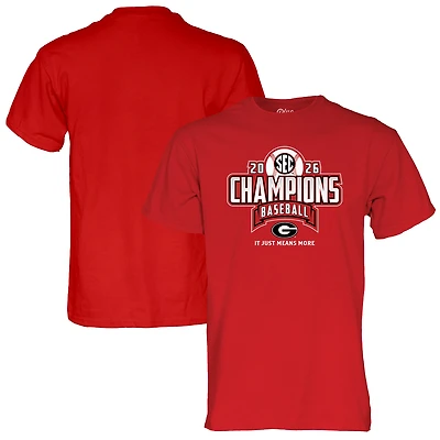 Unisex Blue 84 Red Georgia Bulldogs 2026 SEC Baseball Regular Season Champions Locker Room T-Shirt