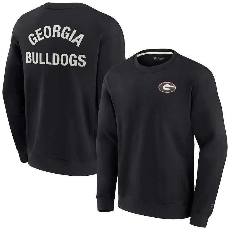 Sweat-shirt unisexe Fanatics noir Georgia Bulldogs, ultra doux, à col rond.