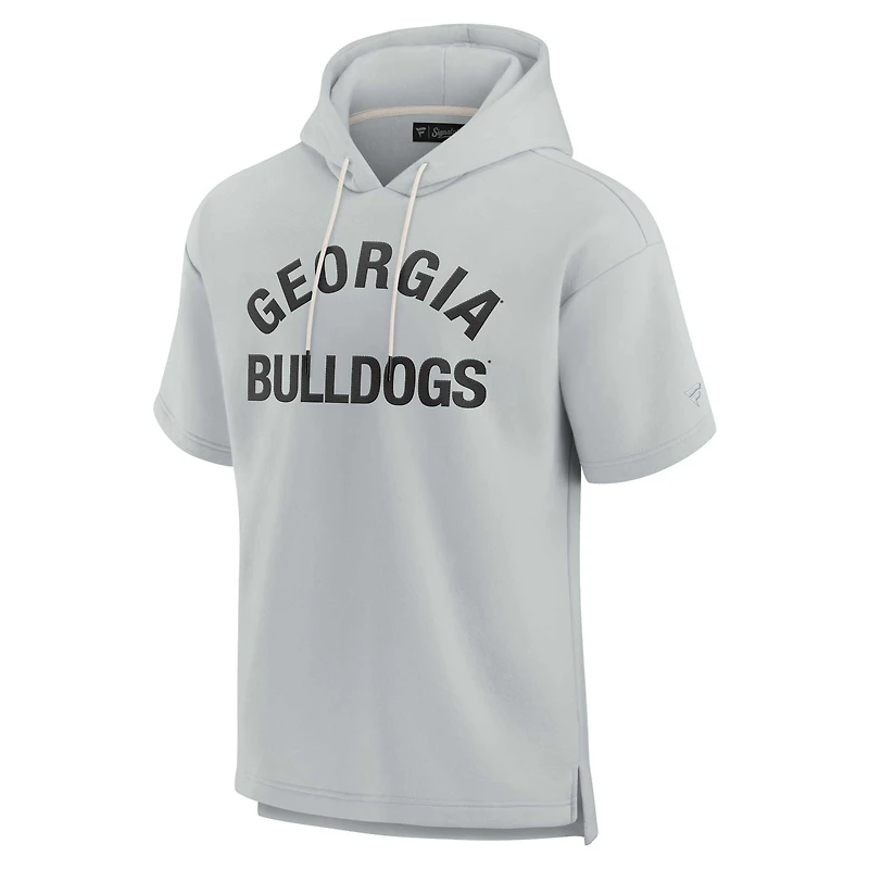 Unisex Fanatics Gray Georgia Bulldogs Elements Super Soft Fleece Short Sleeve Pullover Hoodie