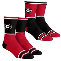 Lot de 2 paires chaussettes unisexes Rock Em Socks Georgia Bulldogs à blocs couleur.