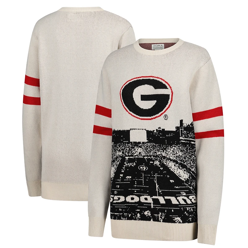 Unisex Uscape Apparel Cream Georgia Bulldogs Renew Knit Stadium Sweater