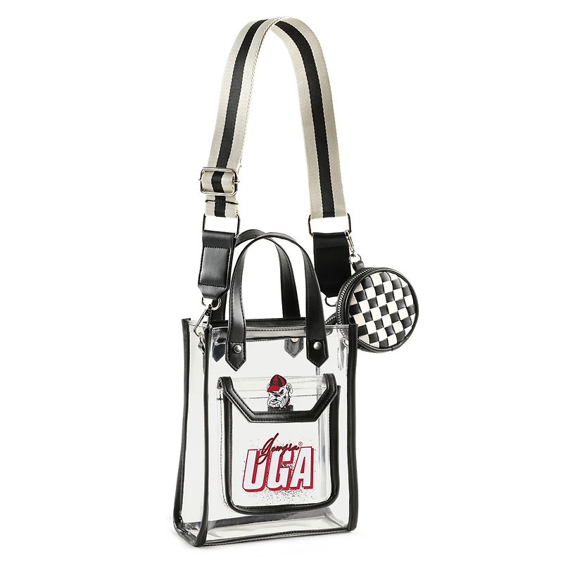 WEAR by Erin Andrews Georgia Bulldogs Sac à bandoulière transparent Stadium avec pochette à monnaie