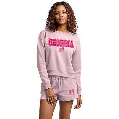 Women's Concepts Sport  Pink Georgia Bulldogs Elevation Tri-Blend Long Sleeve Top & Short Set