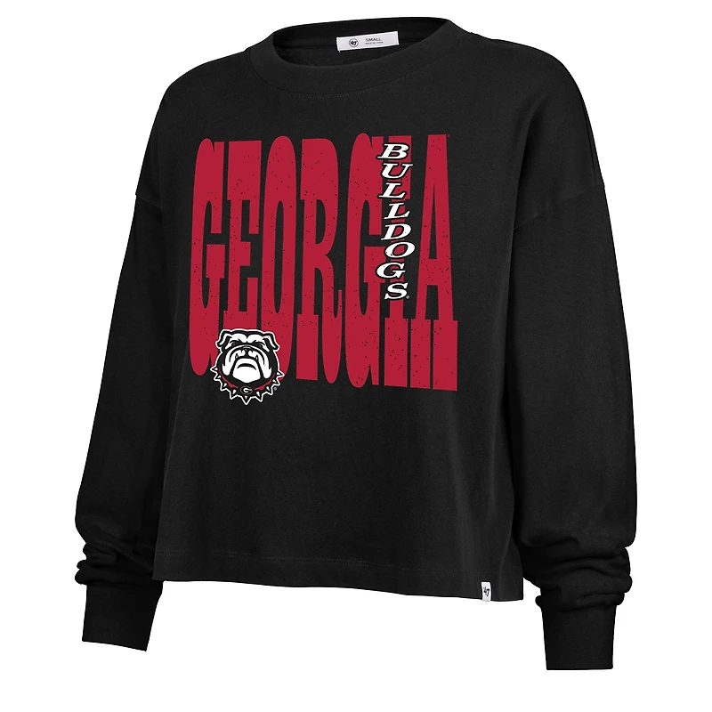 Women's '47 Black Georgia Bulldogs Stacked Sydney Long Sleeve T-Shirt