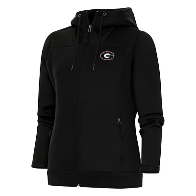 Women's Antigua Black Georgia Bulldogs Protect Full-Zip Hoodie