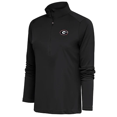 Women's Antigua  Charcoal Georgia Bulldogs Tribute Half-Zip Pullover Top