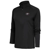 Women's Antigua  Charcoal Georgia Bulldogs Tribute Half-Zip Pullover Top